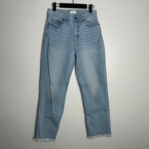 LOFT High Rise Straight Jeans Womens 4‎ Light Wash EUC Frayed Raw Hem Denim